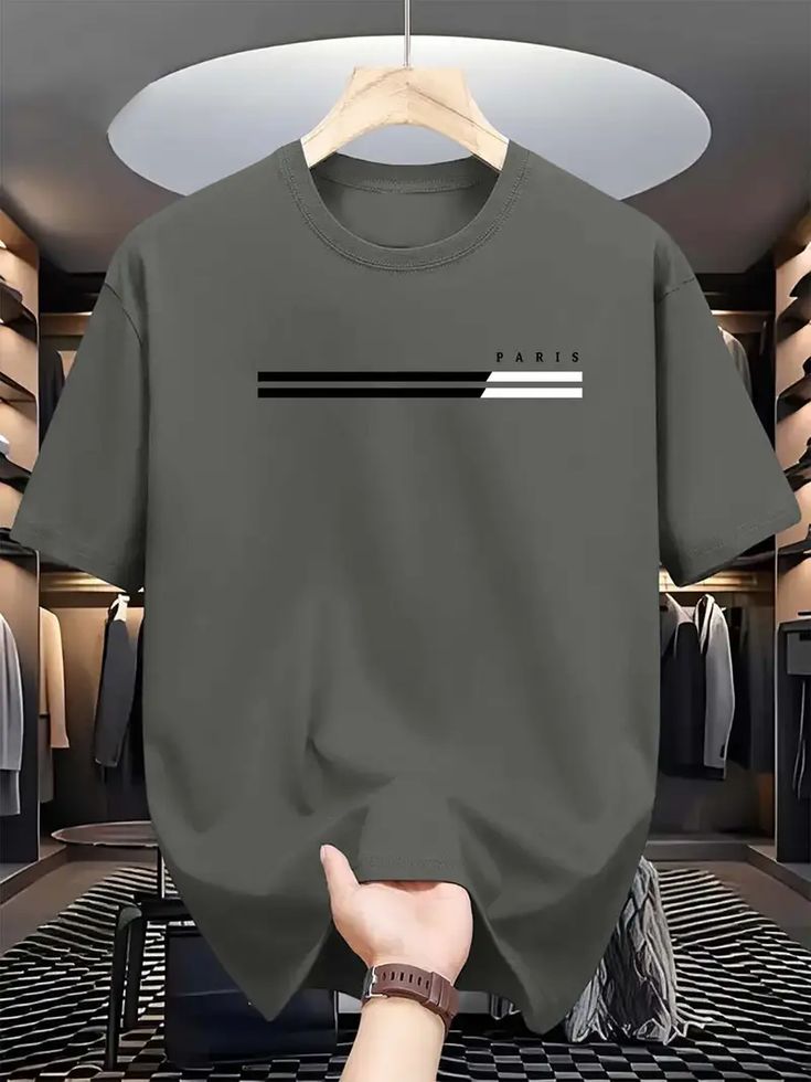 Paris Print Grey Cotton T-Shirt for Men | Minimal Line Design | Casual Wear