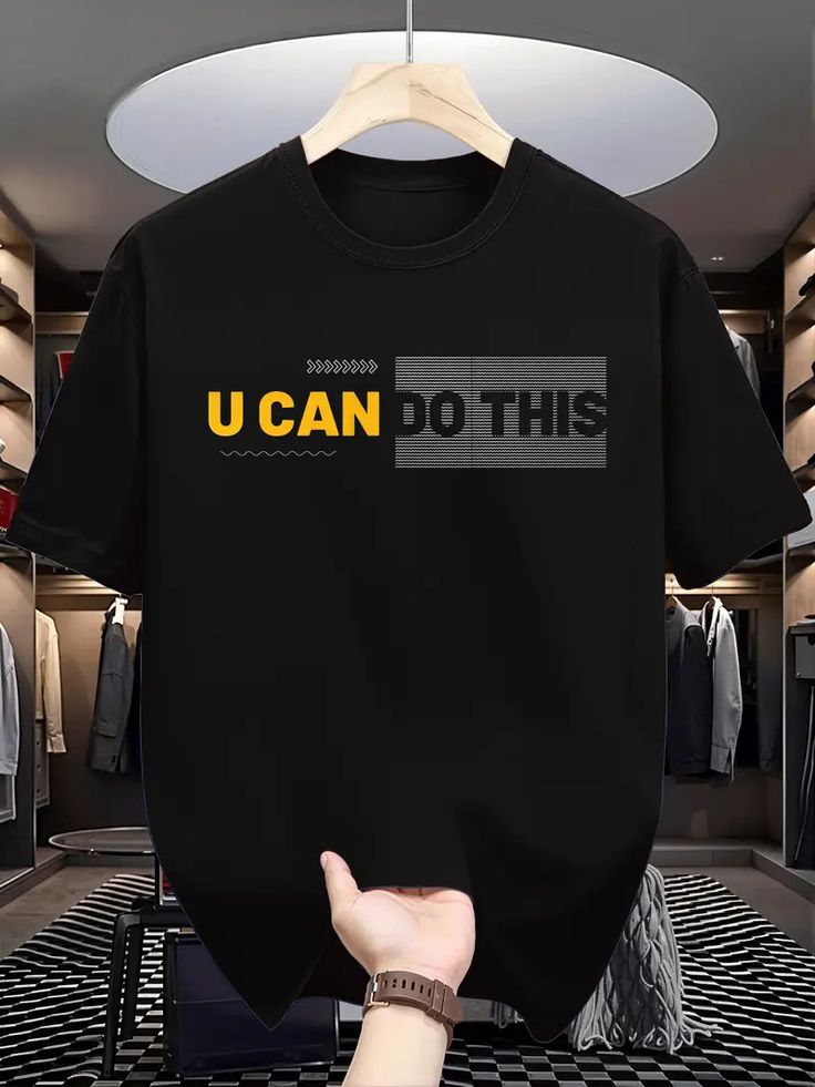 Black Motivational T-Shirt “U CAN DO THIS” – Modern Typography Design