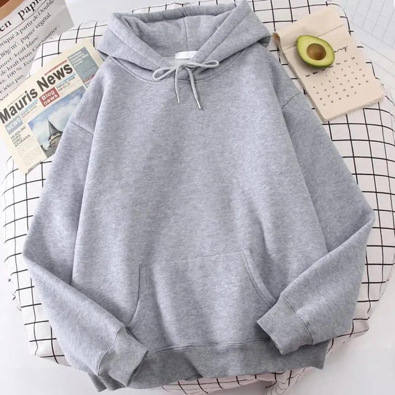 Grey Fleece Hooded Hoodie for Casual Comfort