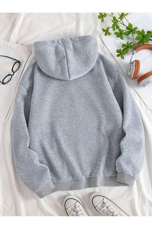 Grey Fleece Hooded Hoodie for Casual Comfort
