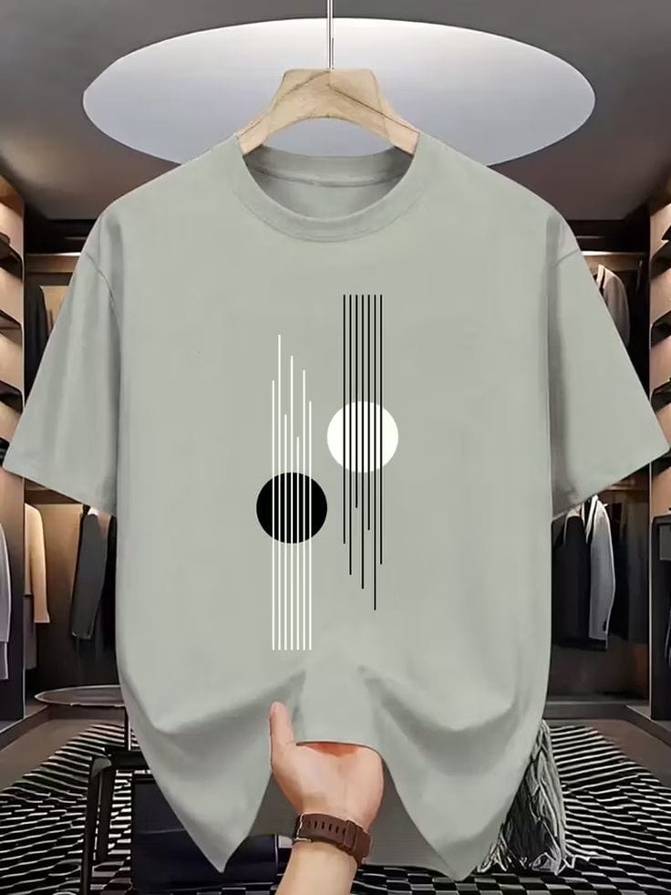 Men’s Minimalist Abstract Printed Round Neck T-Shirt