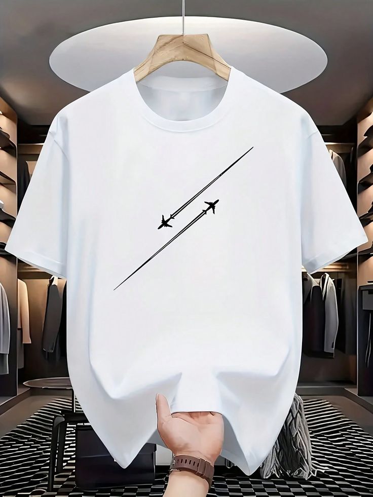 Minimal Plane Graphic White Cotton T-Shirt