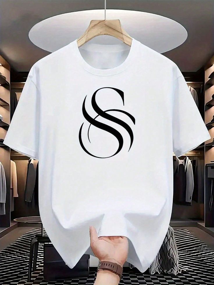 Minimalist White T-Shirt with Elegant Black “S” Letter Design